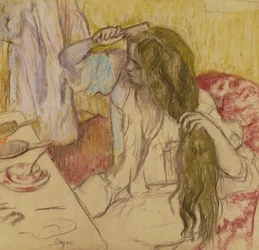 Kvinde ved sit toilet, ca. 1885 (pastel på pap)
